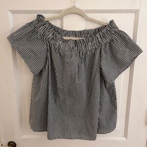 Hatley Black and White Smocked Short Sleeve Blouse